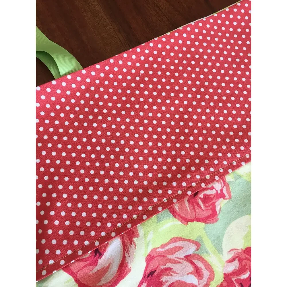 Handmade Orange Rose Pillowcase Set, Amy Butler Quilting Cotton, Ribbon Ties